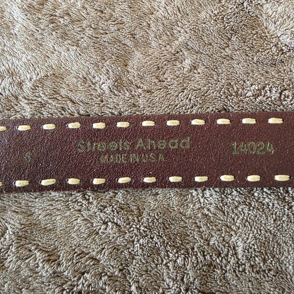 Streets Ahead Vintage Leather Belt Sz S Pink Rhinestone Medallion USA - Picture 4 of 11